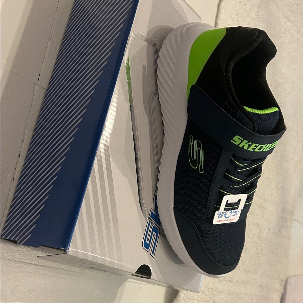 Skechers Kids' Blue and Neon Green Sneakers